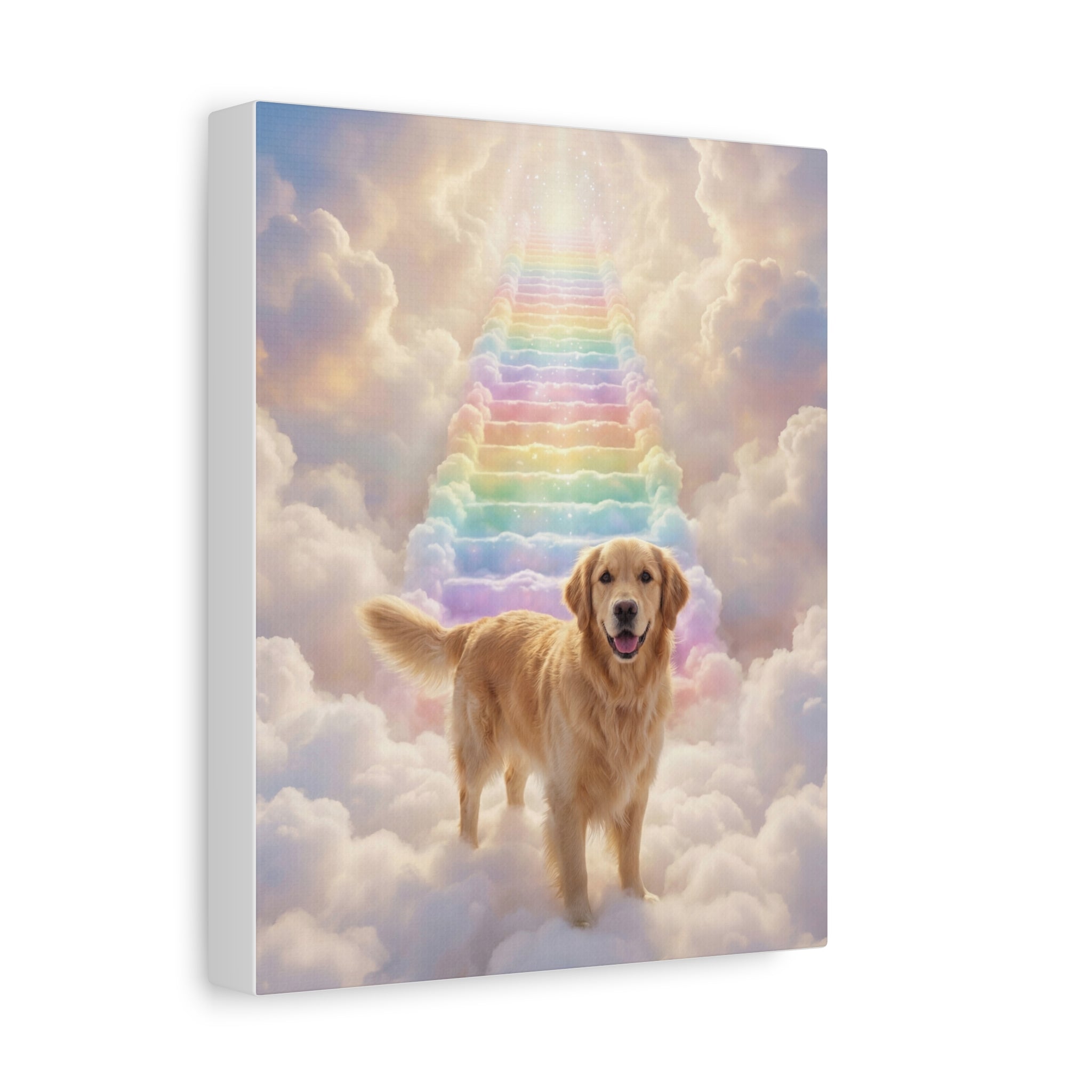 Pet Heaven Canvas Print — Rainbow Stairway Pet Memorial Artwork