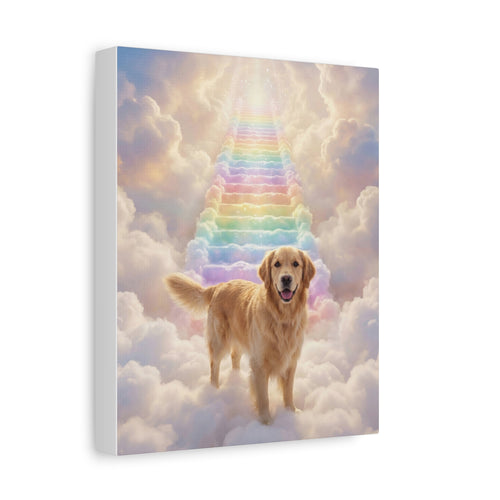 Pet Heaven Canvas Print — Rainbow Stairway Pet Memorial Artwork