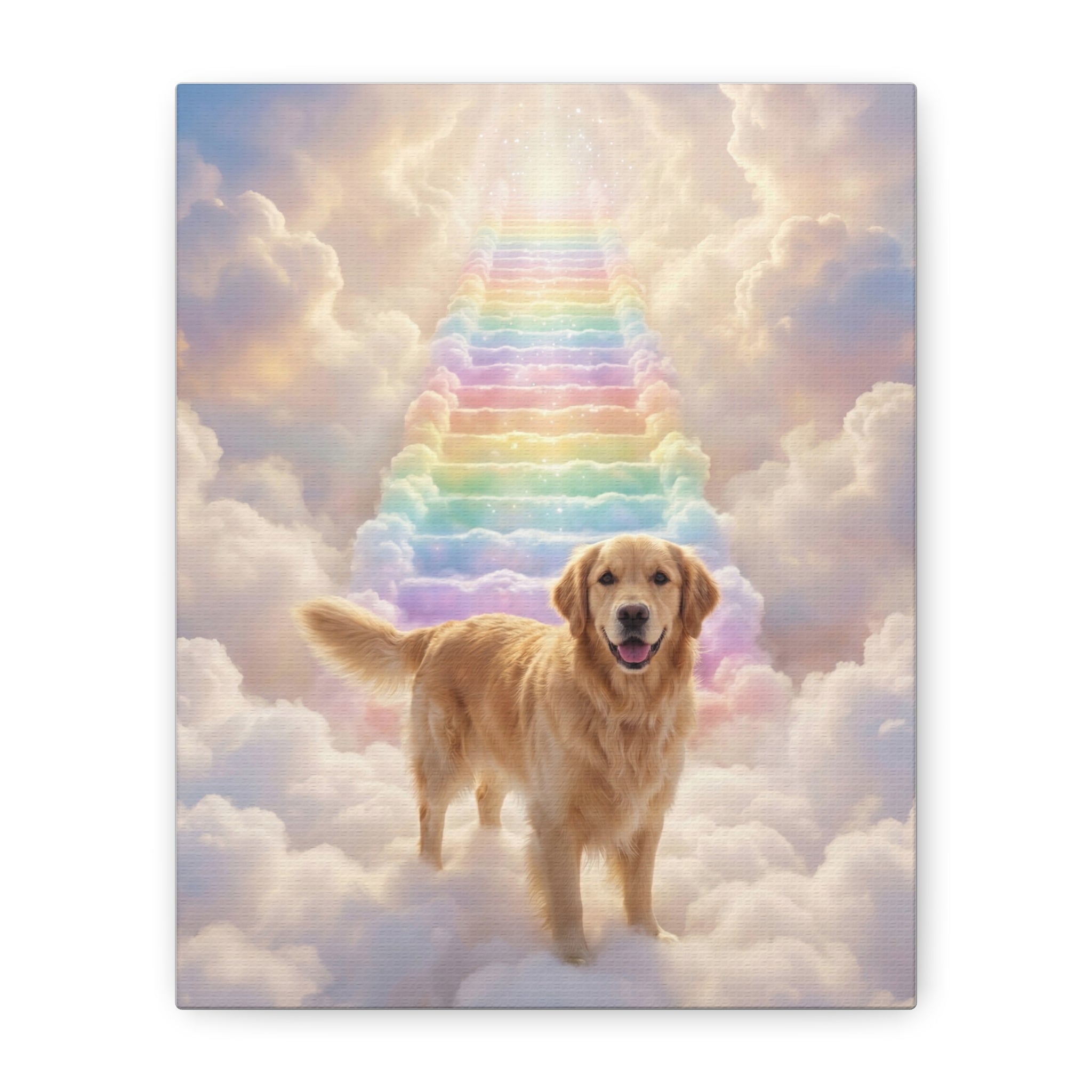 Pet Heaven Canvas Print — Rainbow Stairway Pet Memorial Artwork